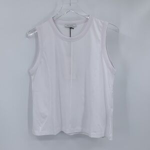 Ninety Percent Sleeveless panelled tank optic white organic cotton knit new L